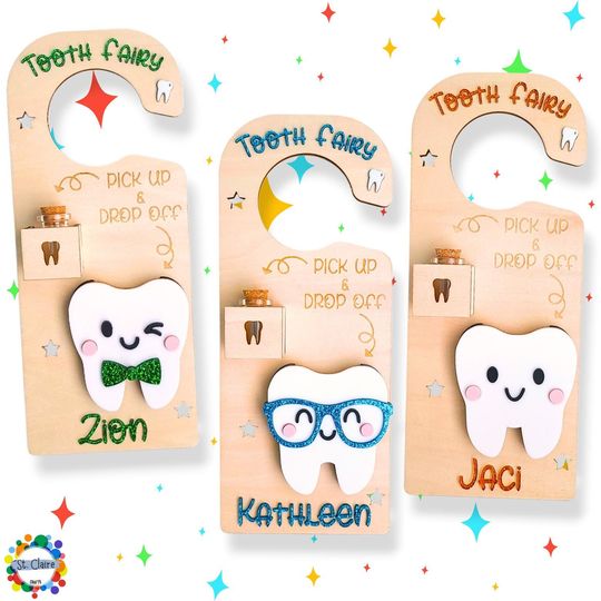 Custom Tooth Fairy Door Hanger Keepsake