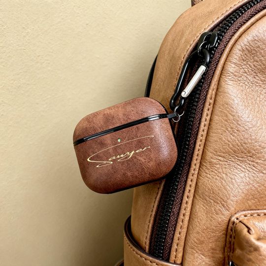 Personalizable Leather Airpod 4 Case Airpods 1 2 3 Pro 1 2 Case with hook Custom Airpods Pro Case