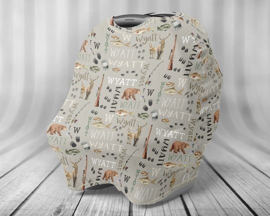 Personalized Car Seat Cover - Baby Car Seat Cover - Personalized Nursing Cover - Hunting Car Seat Cover - Nursing Cover - Name Pattern -