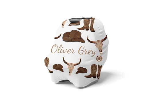 COWBOY Car Seat Cover - Personalized Baby Bedding Western Breastfeeding Nursing Cover - Crib Bedding Nursery Bedding Set Name Crib Sheet