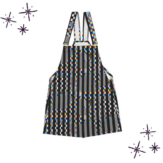 Discover Glitch Stripe Shortie Overalls, Rave Scene Clowncore Scene Scenecore Jumpsuit Clown Pants Dungaree Shorts Decora Kei Bibs