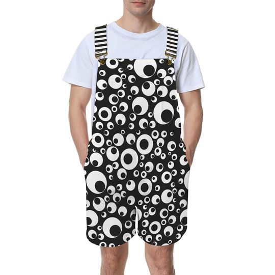 Googly Eyes Shortie , Black and White Silly Clowncore Weirdcore Jester Jumpsuit Clown Pants