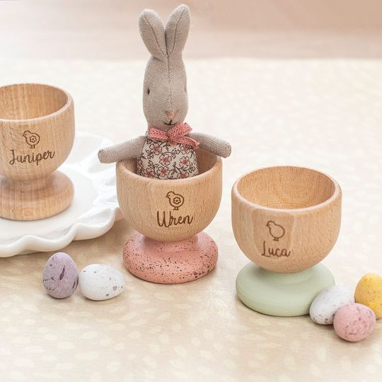 Personalised Wooden Egg Cup / Easter egg Holder