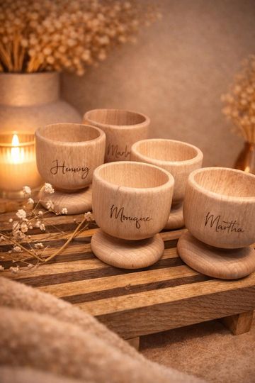 Discover Personalized wooden egg cups with name  Easter egg cups  Easter decorations for the breakfast table