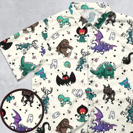 Discover Cryptids of the Americas Cryptozoology Cryptids Monster Button Down Shirt