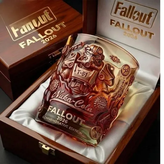 Falllout 2026 Commemorative T51 Power Armor And Nuka Cola Opaque Whiskey Glass
