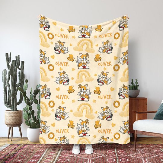 Discover Speed Hero Movie Blanket, Blue Hedgehog Team Blanket, Spiky Runner Video Game Throw Blanket, Custom Character Name Hero Blanket, MAA055