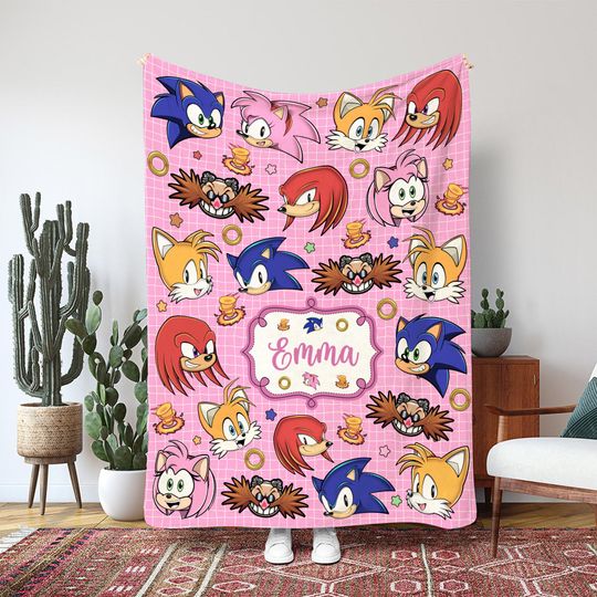 Discover Blue Hedgehog Movie Blanket, Speed Hero Team Blanket, Super Sonic Speed Poster Blanket, Custom Movie Animated Character Blanket, MAA055