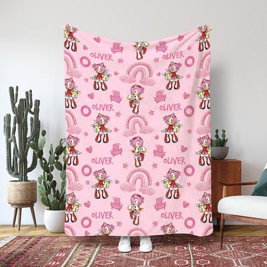 Discover Blue Hedgehog Movie Blanket, Speed Hero All Characters Blanket, Iconic Runner Group Blanket, Custom Character Name Baby Blanket, MAA055