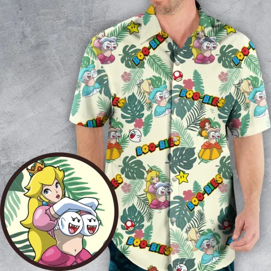 Discover Super Mario Boo-Bies Pattern Hawaiian Shirt