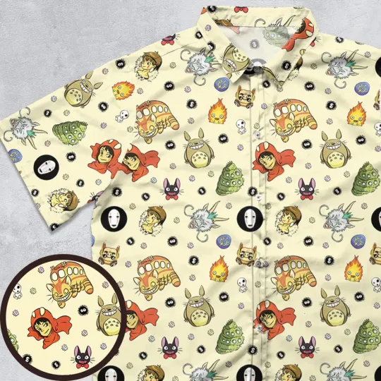 Discover Ghiblipalooza Ghibli Themed Hawaiian Shirt Button Down Shirt