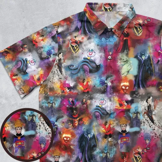 Discover Watercolor Villains Button Down Shirt