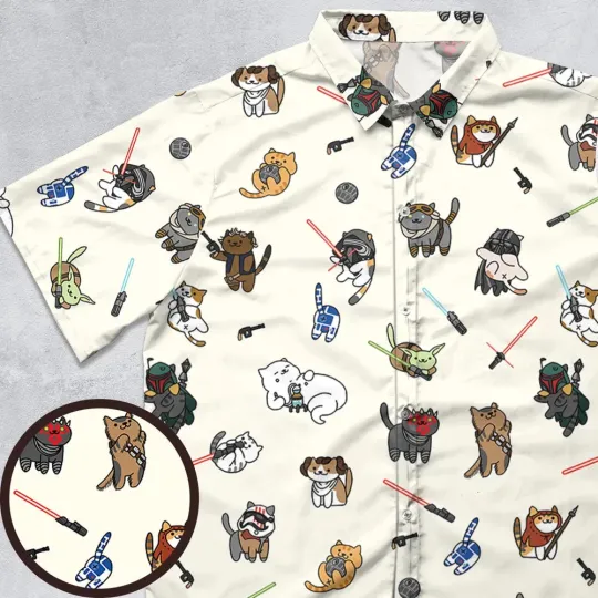 Discover Star Wars Characters as Cats Hawaiian Shirt Button Down Shirt