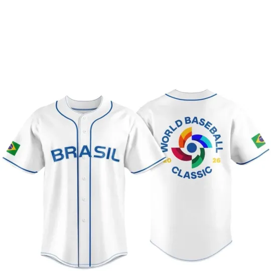 Discover Brasil Team 2026 World Baseball Fanmade Print White Baseball Jersey