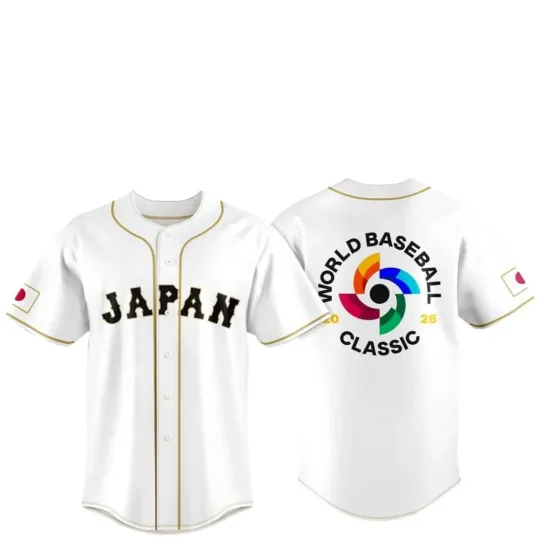 Discover Japan 2026 World Baseball Fanmade Print White Baseball Jersey