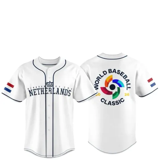 Discover Netherlands Britain 2026 World Baseball Fanmade Print White Baseball Jersey