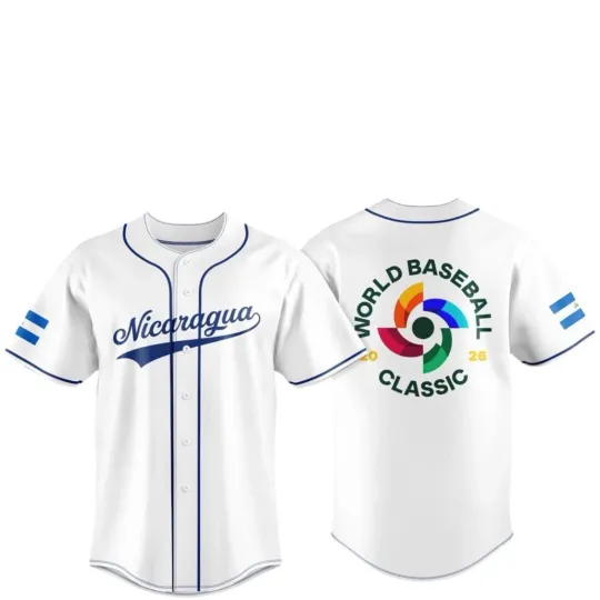Discover Nicaragua Team 2026 World Baseball Fanmade Print White Baseball Jersey
