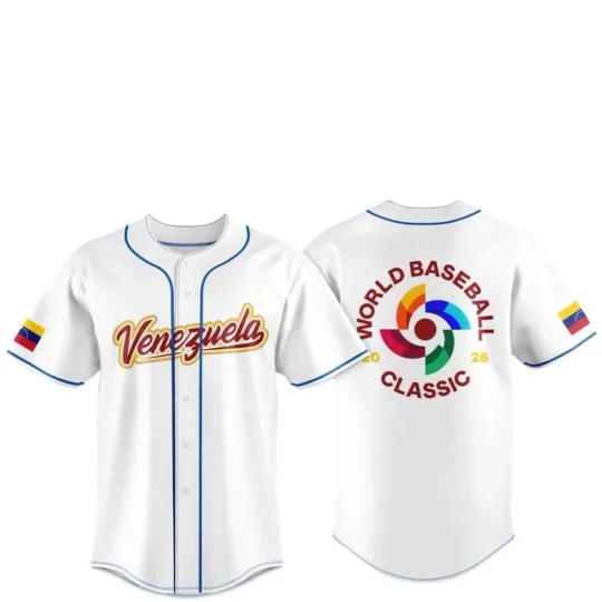Discover Venezuela Team 2026 World Baseball Fanmade Print White Baseball Jersey
