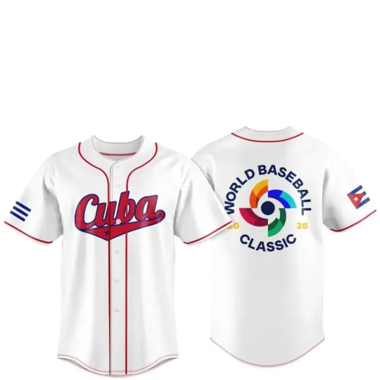 Discover Cuba Team 2026 World Baseball All Printed Fan Made White Baseball Jersey