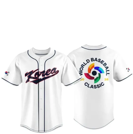 Discover Korea Team 2026 World Baseball Fanmade Print White Baseball Jersey