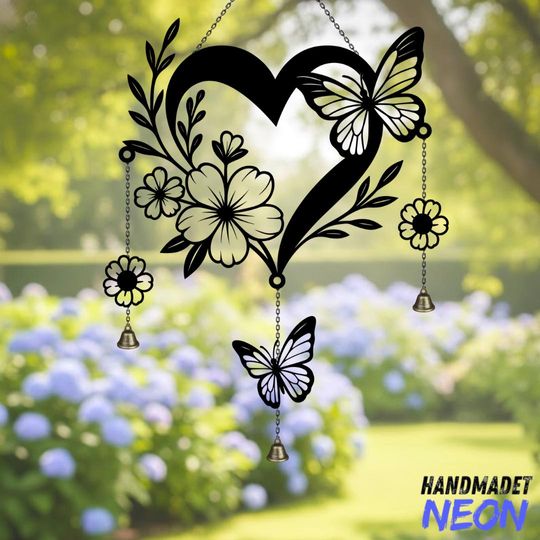 Discover Flower Butterfly Metal Wind Chime: Floral Garden Chime, Outdoor Yard Decor