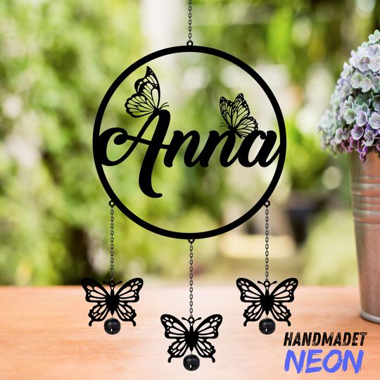 Discover Personalized Name Monogram Wind Chimes, Custom Name Wind Chimes for Her, Custom Outdoor Decor for Mom, Grandma, or Daughter