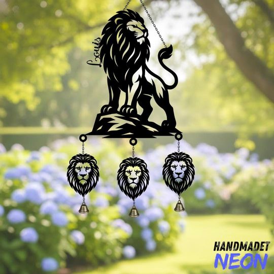 Discover Lion Metal Wind Chime: Wildlife Garden Chime, Outdoor Safari Decor