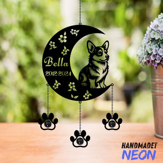 Discover Personalized Corgi Memorial Wind Chimes Rattle, Custom Corgi Wind Chimes With Name And Date, Dog Memorial Gift, Pet Loss Gifts
