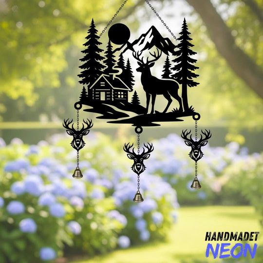 Discover Deer Metal Wind Chime: Rustic Wildlife Wind Bell, Outdoor Cabin Decor, Nature Lover Gift