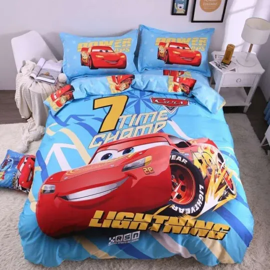 Discover 100% Cotton Cars Lightning McQueen Double/Queen Bedding Set