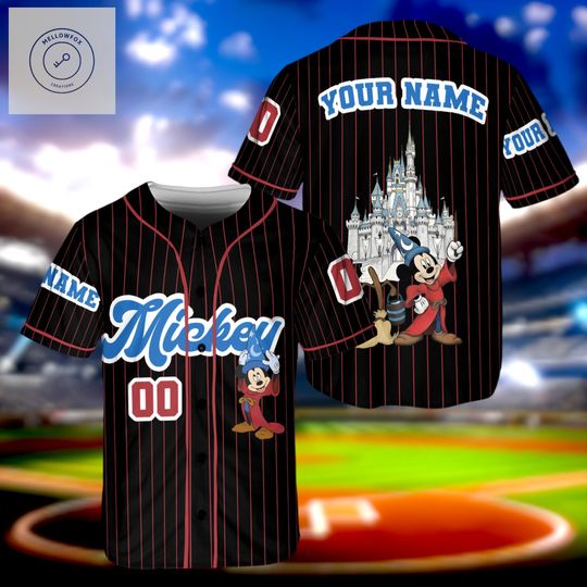 Discover Mickey Mouse Sorcerer Baseball Jersey, Personalized Disney Jersey, Fantasia Mickey Shirt, Custom Name Disney Vacation Jersey