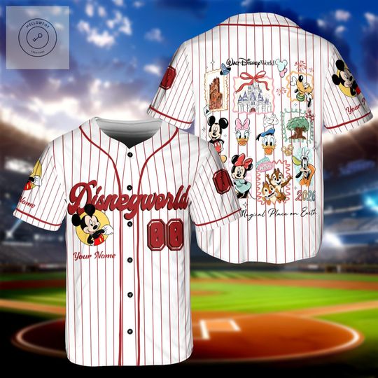 Discover Disney World Baseball Jersey, Personalized Mickey Mouse Jersey, Walt Disney World Family Trip Shirt, Custom Name Disney Vacation Jersey