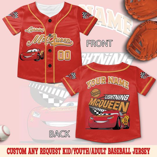 Disney McQueen Its My Birthday Baseball Jersey, Birthday Shirt for Boys, Race Car Party Outfit, Custom Name Tee