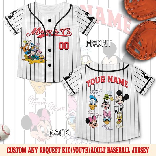 Discover Personalize Mickey & Co. est. 1928 Baseball Jersey, Mickey And Friends Custom Kid Youth Adult Baseball Jersey,Custom Disney Birthday