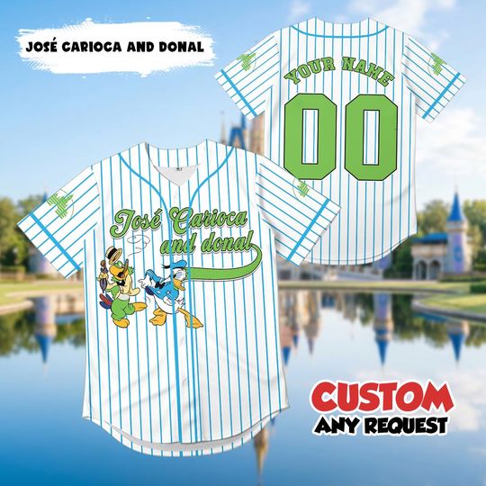 Discover Personalized Jos Carioca & Donald Duck Baseball Jersey  Custom Name Classic Cartoon Shirt  Disney Vacation Family Matching Jersey