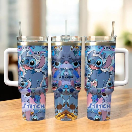 Discover Stitch 40oz Tumbler, Disney Cartoon Tumbler Gift, Personalized Stitch Stanley Cup, Travel Coffee Tumbler, Free Shipping