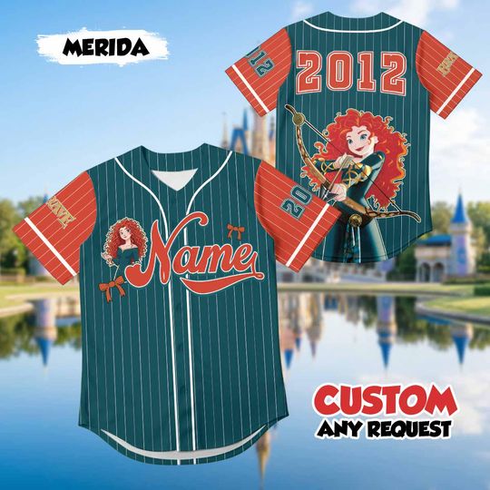 Discover Custom Merida Baseball Jersey, Personalized Brave Princess Shirt, Disney Princess Fan Gift, Merida Jersey, Custom Name Disney Trip Outfit