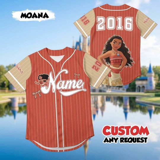 Discover Custom Moana Baseball Jersey, Personalized Wayfinder Princess Shirt, Disney Moana Fan Gift, Custom Name Disney Cruise Outfit