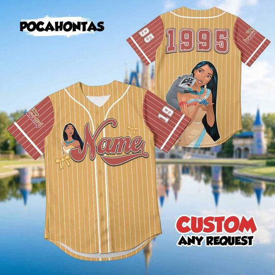 Discover Custom Pocahontas Baseball Jersey, Personalized Meeko Raccoon Shirt, Disney Princess Fan Gift, Pocahontas Jersey, Custom Disney Trip Outfit