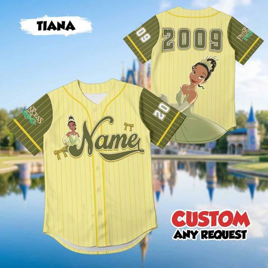 Discover Custom Tiana Baseball Jersey, Personalized Princess and the Frog Shirt, Disney Princess Fan Gift, Tiana Jersey, Custom Disney Trip Outfit