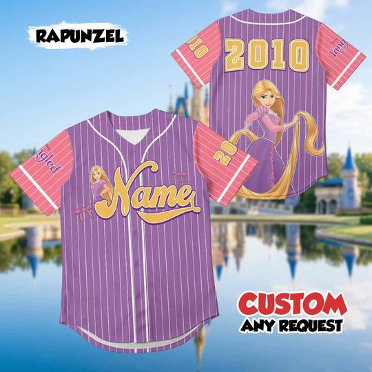 Discover Custom Rapunzel Baseball Jersey, Personalized Tangled Princess Shirt, Disney Princess Fan Gift, Rapunzel Jersey, Custom Disney World Outfit