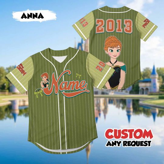 Discover Custom Anna Princess Baseball Jersey, Personalized Froz.en Inspired Shirt, Disney Vacation Coronation Outfit, Anna Jersey for Women