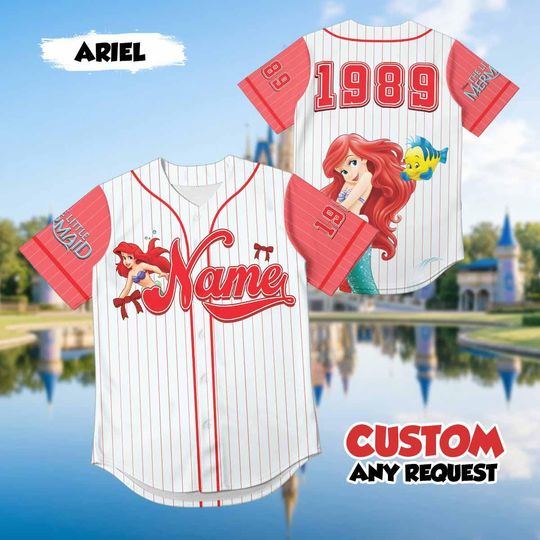 Custom Ari.el Baseball Jersey, Personalized Little Mermaid Family Vacation Shirt, Disney Princess Ari.el Fan Gift, Custom Name And Number Tee