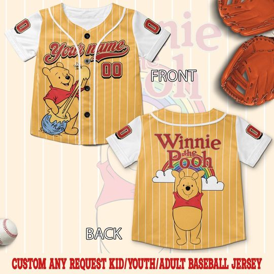 Discover Custom Disney Winnie the Pooh Baseball Jersey, Custom Youth Adult Disney Jersey, Disneyworld Trip Group Matching