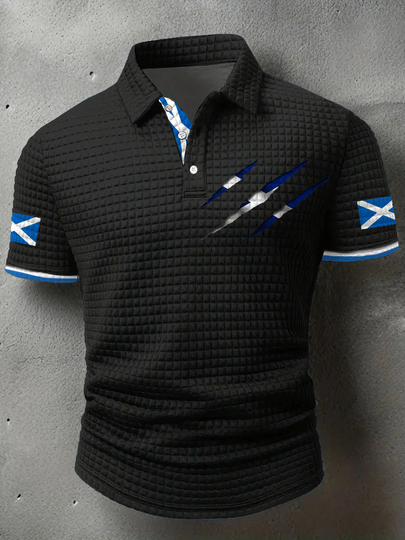 Men's Scotland Flag Proud The Brave Waffle Polo Shirts