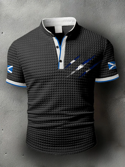 Men's Scotland Flag Proud The Brave Waffle Polo Shirts