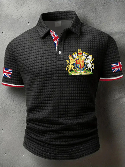 Men's UK Flag Waffle Polo Shirts