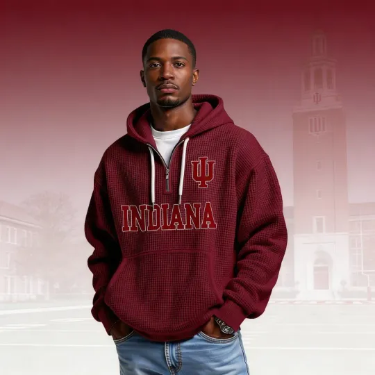 2026 Hoosiers Quarter Zip Waffle Hoodie