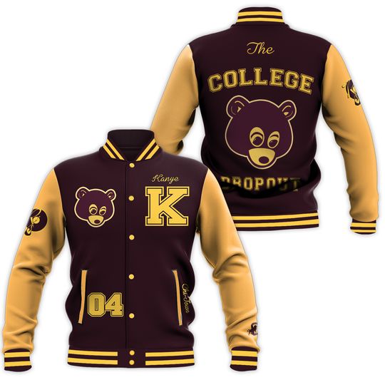 The College Dropout Kanye West Maroon Wool Sleeves Letterman Jacket