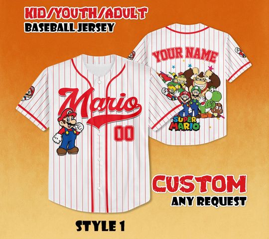 Discover Custom Super Mario Baseball Jersey, Family Matching Shirt